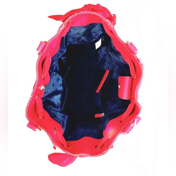 Vintage Juicy Couture Pink Nylon Malibu Daydreamer Studded Bow Bag Satchel - Picture 9 of 16